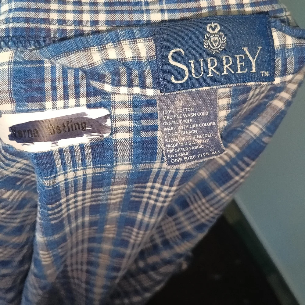 Blue Plaid Seersucker Robe - Picture 2 of 8